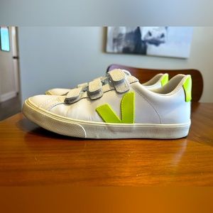 Veja lime green velcro tennis shoes size 6